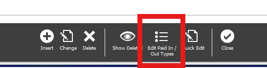 The Edit Paid In/Out Types option