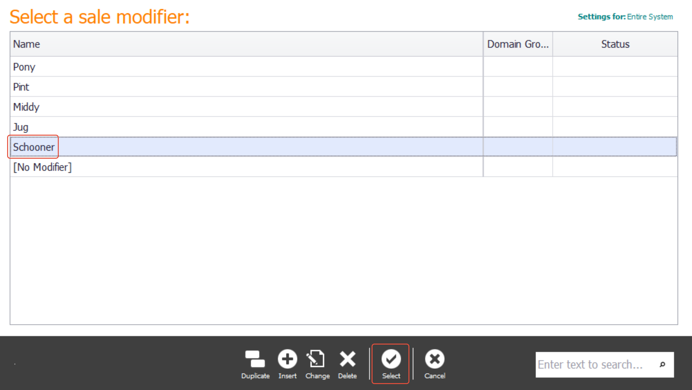 The default size selected for the product