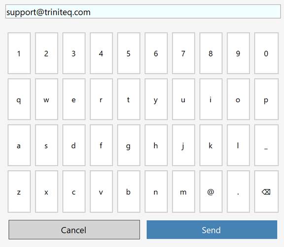 The on-screen keyboard for entering an email address or mobile number