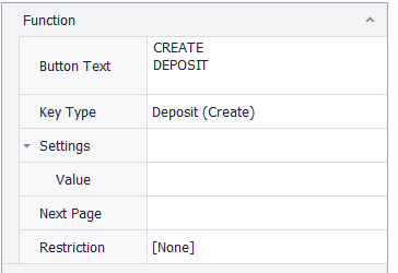 An empty button being configured under Function