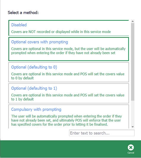 The explanation of each cover method