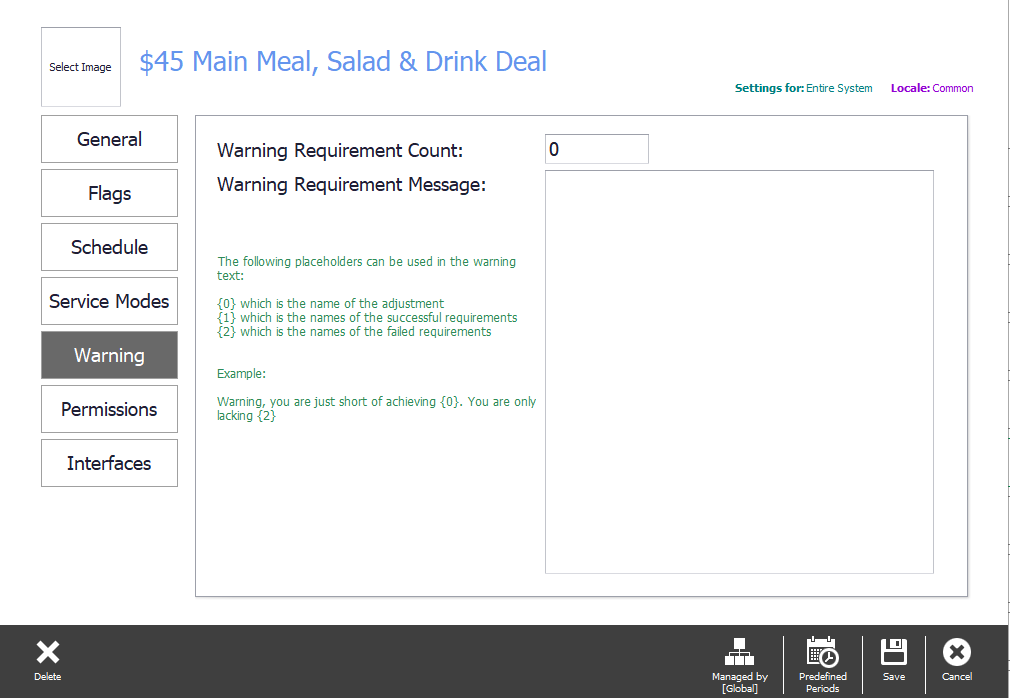 The adjustment-level warning settings