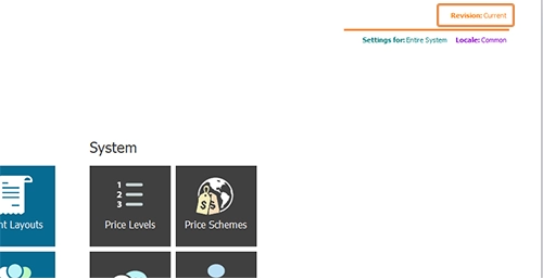 The Revision Management Tool in place of the Publish button at the top right