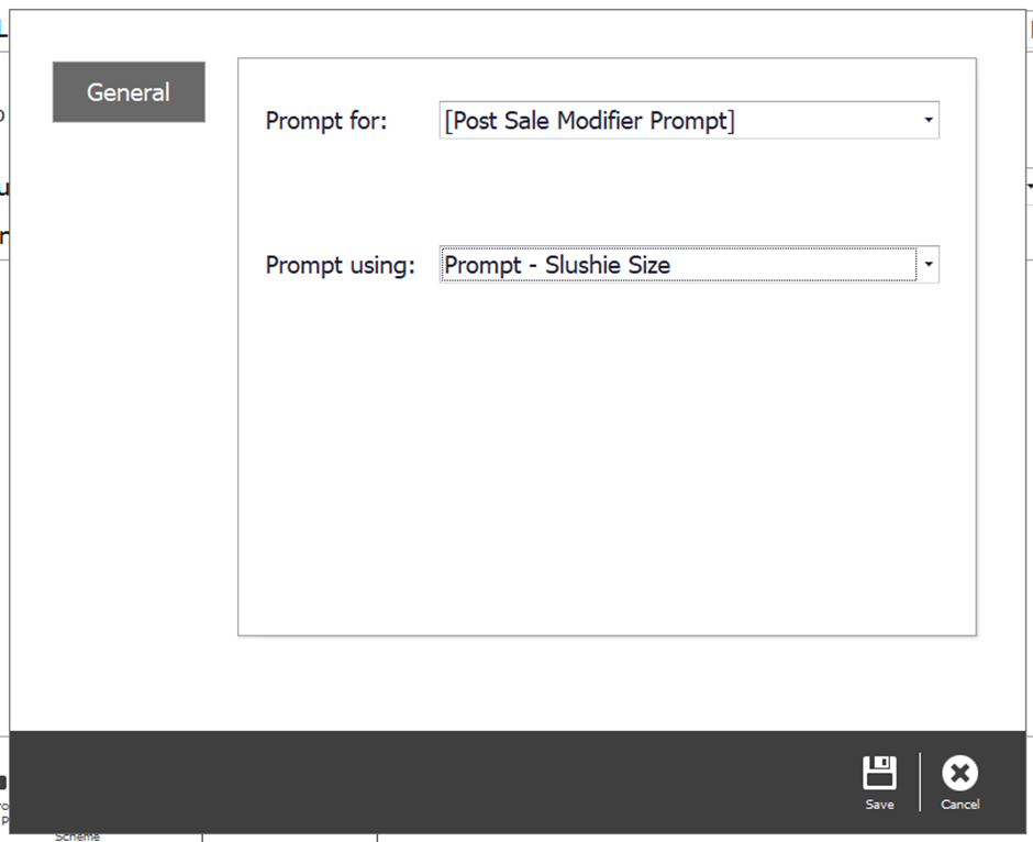The prompt set to Post Sale Modifier Prompt using the new page