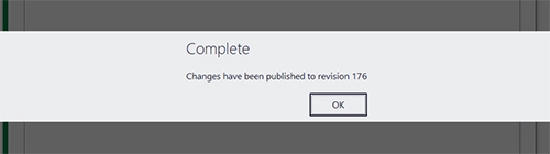 The Complete message showing the revision number