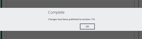 The Complete message showing the revision number