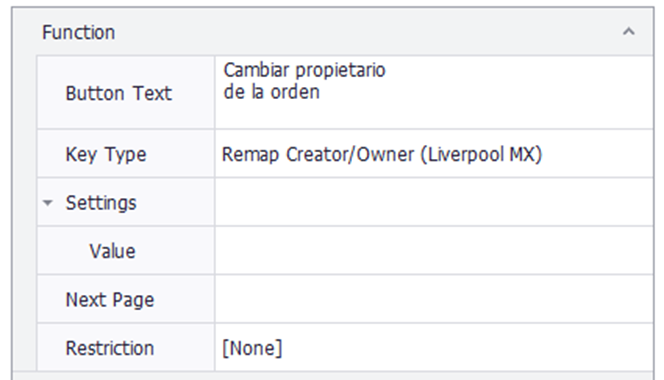 The touchscreen editor key types list, with Remap Creator / Owner among them