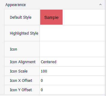 The button's default style set under Appearance