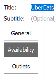 The Availability tab on the online menu