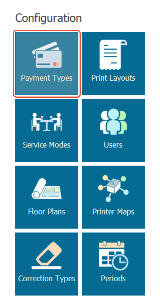System Manager with Configuration and Payment Types