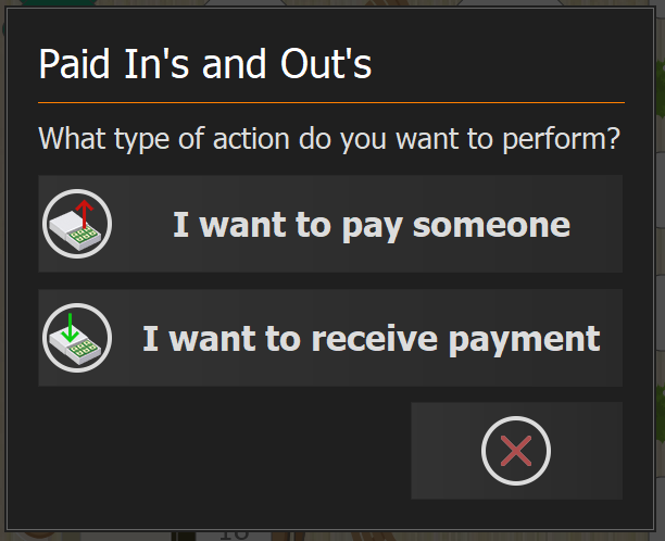 The list of configured paid in and paid out types