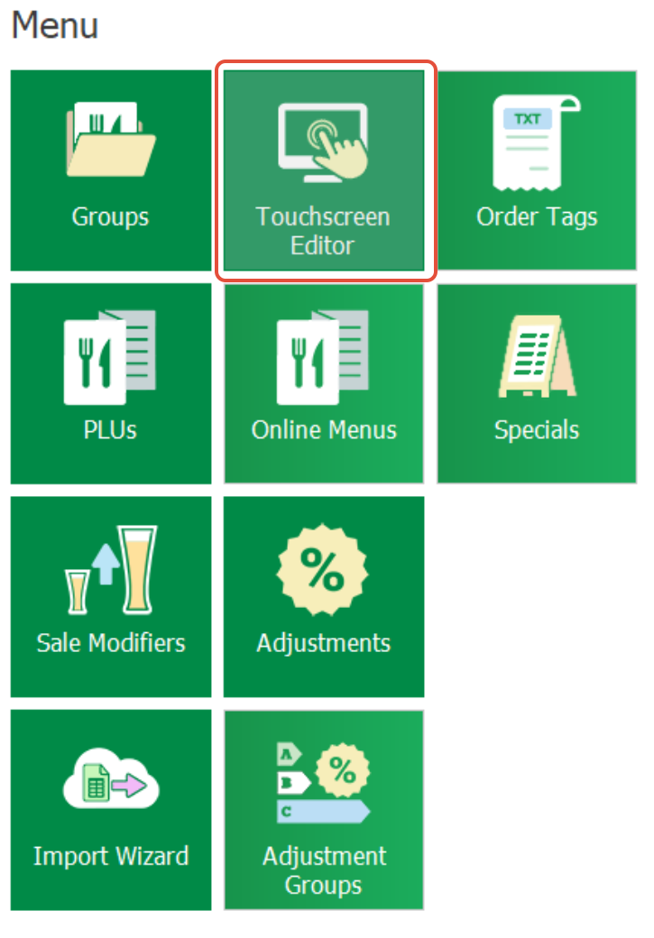 System Manager with Menu and Touchscreen Editor