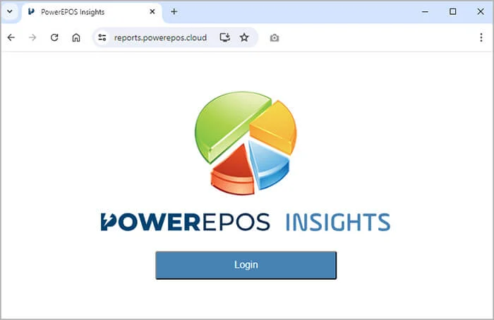 The PowerEPOS Insights sign-in page in a desktop browser