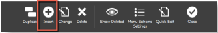 The Insert option on the Touchscreen Editor toolbar