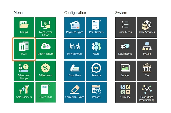 The Management Console with the PLUs tile