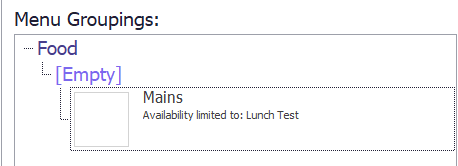 Availability times set on a menu group