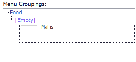 The saved menu groupings
