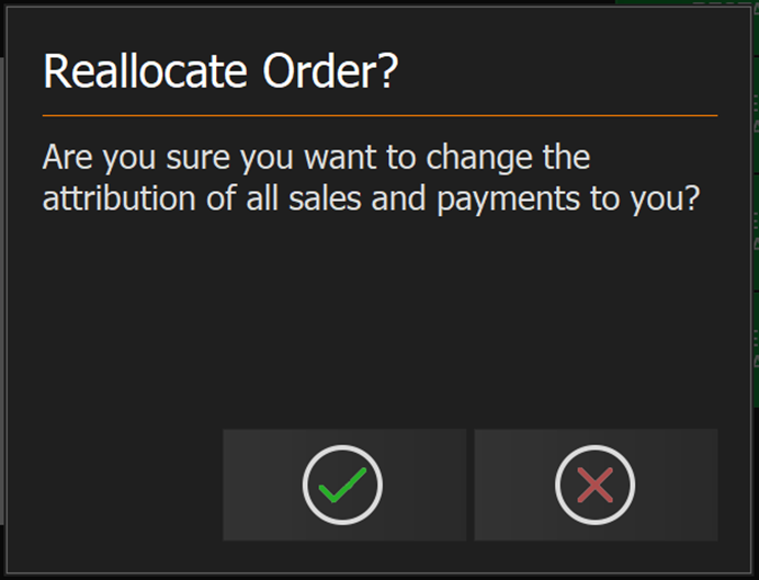 The POS asking to confirm the change of owner