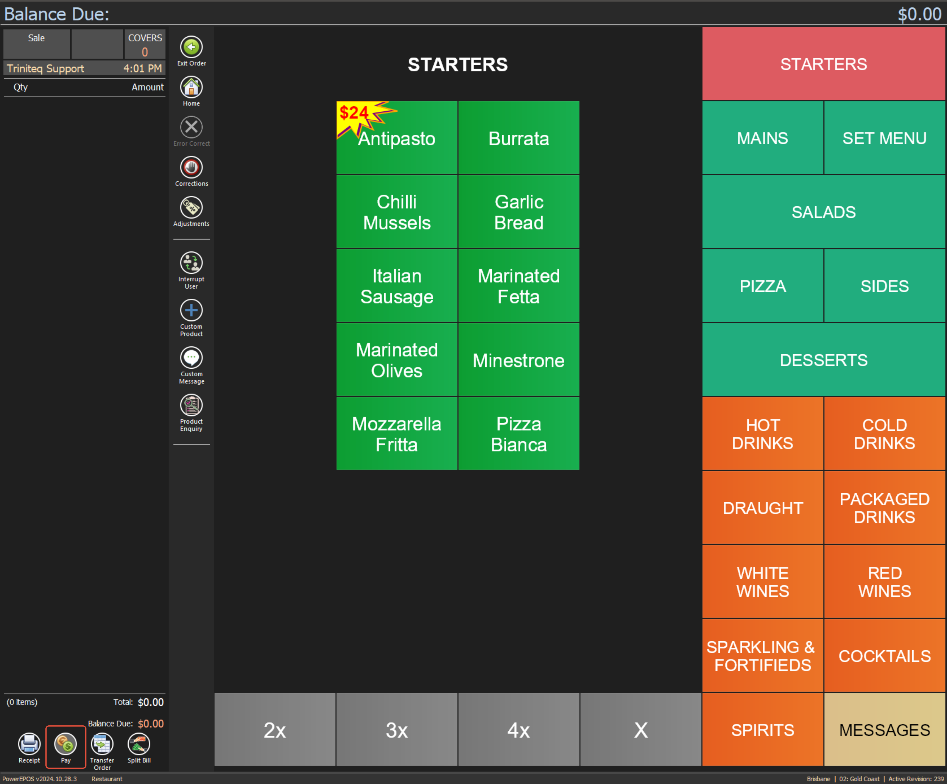 The POS pay screen