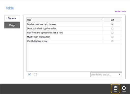 Save in the control panel, returning to the service modes window