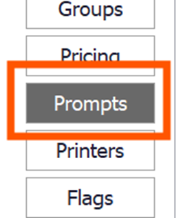 The Prompts section of a PLU