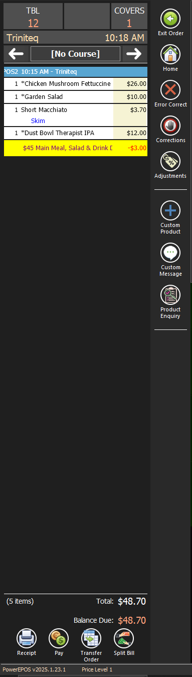 The adjustment shown in black with the discount amount and the Apply adjustment option
