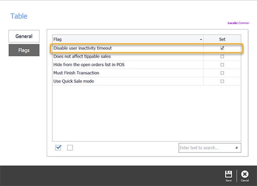 The flags with disable used inactivity timeout ticked