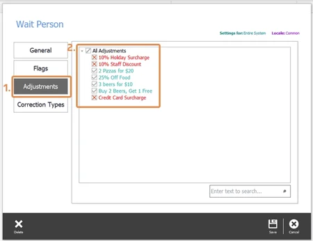 The Adjustments page with manager-level adjustments cleared