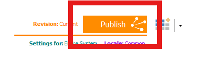 The save and publish buttons in System Manager