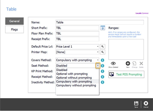 The seat method drop-down set to compulsory with prompting