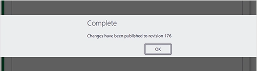 The Complete message showing the revision number