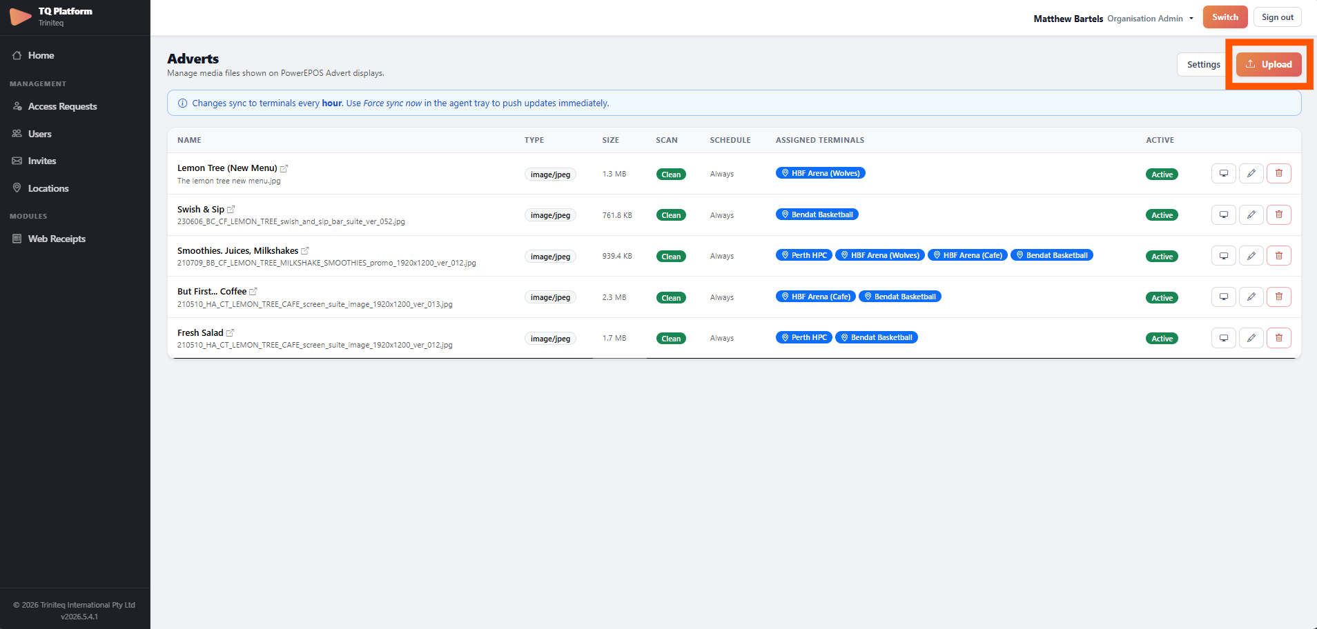 The advert upload panel with the Select File button