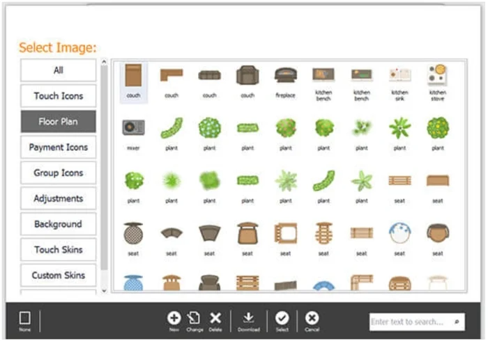 An image being inserted onto the floor plan from the Graphics Library